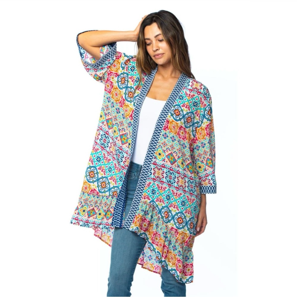 Soft Surroundings Kimono Open Front Long Size Large